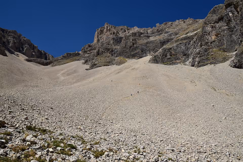 Éboulis calcaires dans la partie inférieure de la combe de Mai, dans les Hautes-Alpes.